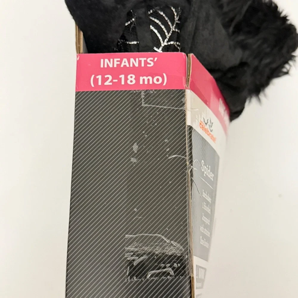 Way to Celebrate! Infant Spider Halloween Costume Black Fuzzy 12-18 Months NEW